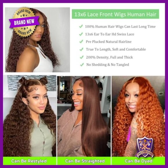 34 Inch Human Hair Lace Front Wig 13x6 HD Deep Wave 200 Density Pre Plucked main image 6